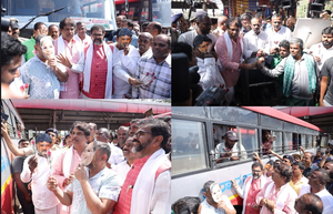 Bus fare hike: K’taka BJP gives roses to male passengers in protest