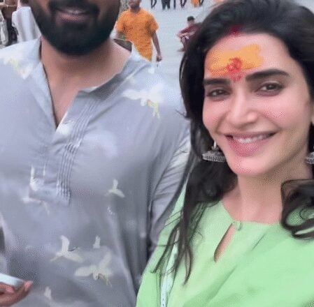 Karishma Tanna visits Mahakaleshwar temple in Ujjain with husband Varun Bangera