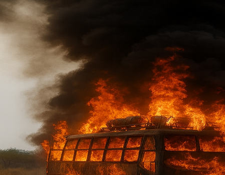 Rajasthan bus fire: Vehicle took unpaved road, hit high-tension wire; cylinders on rooftop triggered blaze