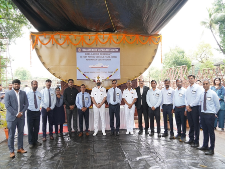 Milestone for ICG: Keel laying of 2 Fast Patrol Vessels held at Mazagon Dock