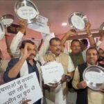 <div>Opposition stage protest with empty plates in MP Assembly over govt’s ‘hollow’ promises</div>