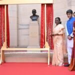 Prez Murmu unveils bust of C Rajagopalachari statue in Rashtrapati Bhavan