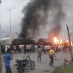 Two burnt alive as three trucks collide, catch fire near toll plaza in Jharkhand’s Giridih