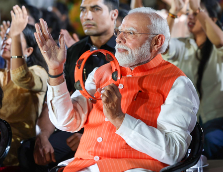 PM Modi joins Bhajan clubbing on Deen Dayal Upadhyaya’s birth anniversary