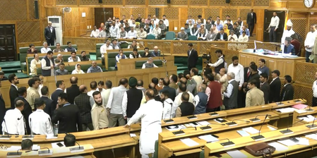 <div>J&K Assembly: BJP MLAs stage walkout to protest statehood restoration resolution</div>