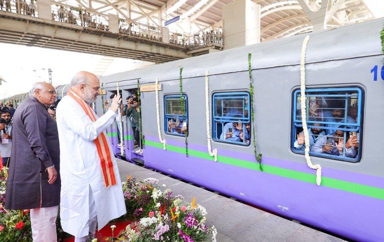 Amit Shah inaugurates ₹1,472-crore railway projects in Ahmedabad, flags off India’s first LNG-powered train