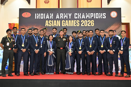 COAS Dhiraj Seth felicitates Army athletes for 20-medal haul at Asian Games