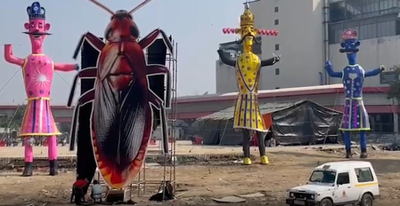Dussehra celebrations across India feature giant Ravana effigies, 30-foot cockroach in Delhi catches eye