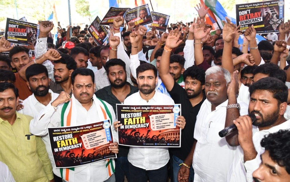 ‘Stop Vote Theft, Save Democracy’: NSUI stages protest in Bengaluru